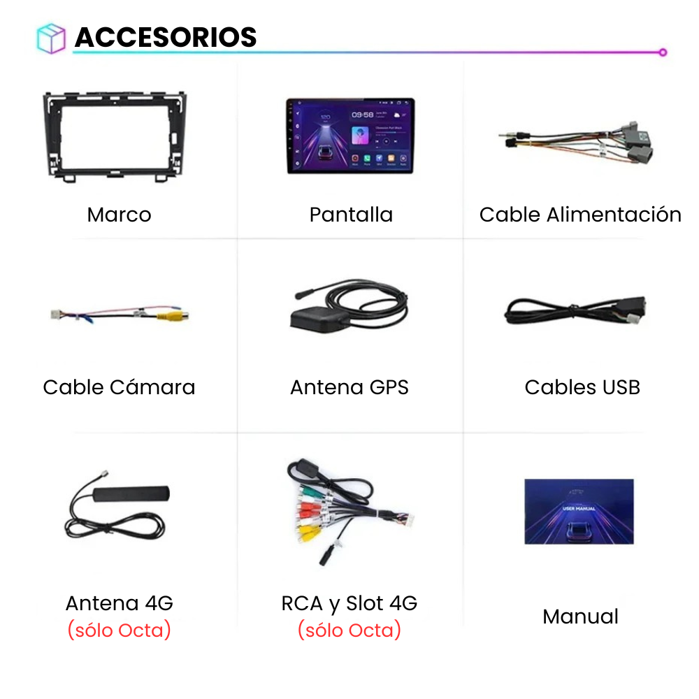 Pantalla Android Auto Carplay Honda CRV CR-V 3 2007-2011