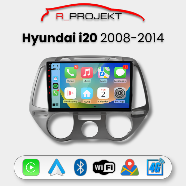 Pantalla Android Auto Carplay Hyundai i20 2008-2014