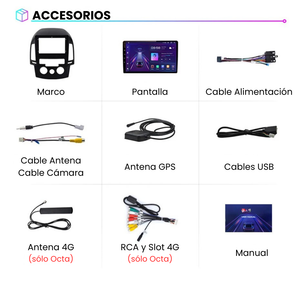 Pantalla Android Auto Carplay Hyundai i30 2006-2011
