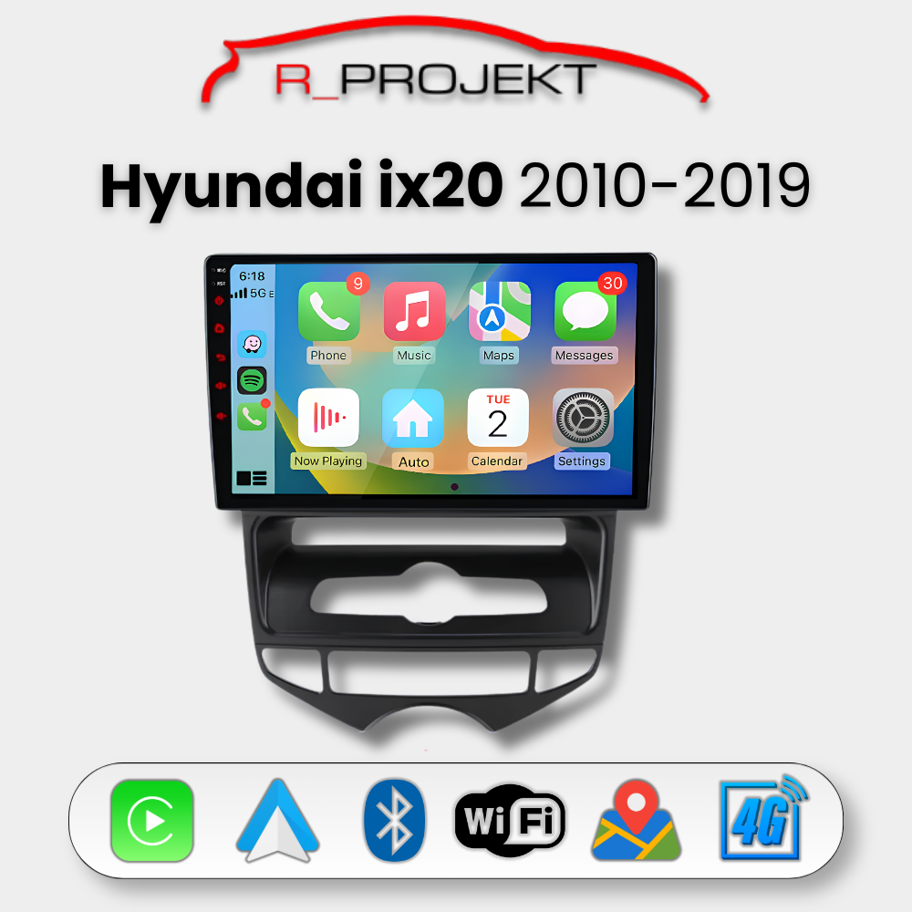 Android Auto Carplay Head Unit Hyundai ix20 2010-2019