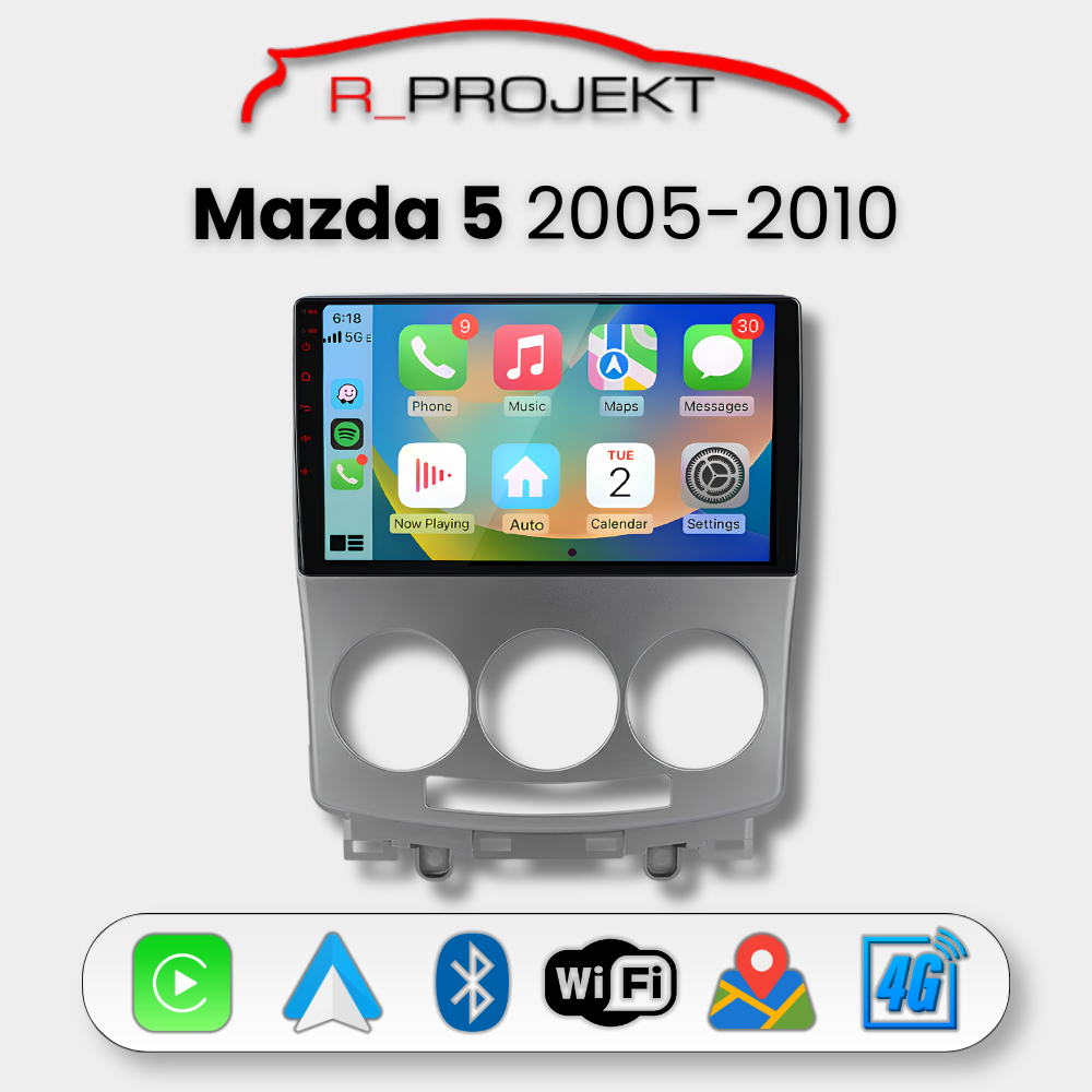 Head Unit Android Auto Carplay Mazda 5 2005-2010