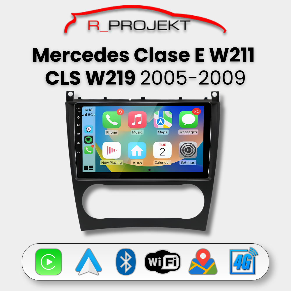 Pantalla Android Auto Carplay Mercedes Clase C W203 CLK W209 2005-2009