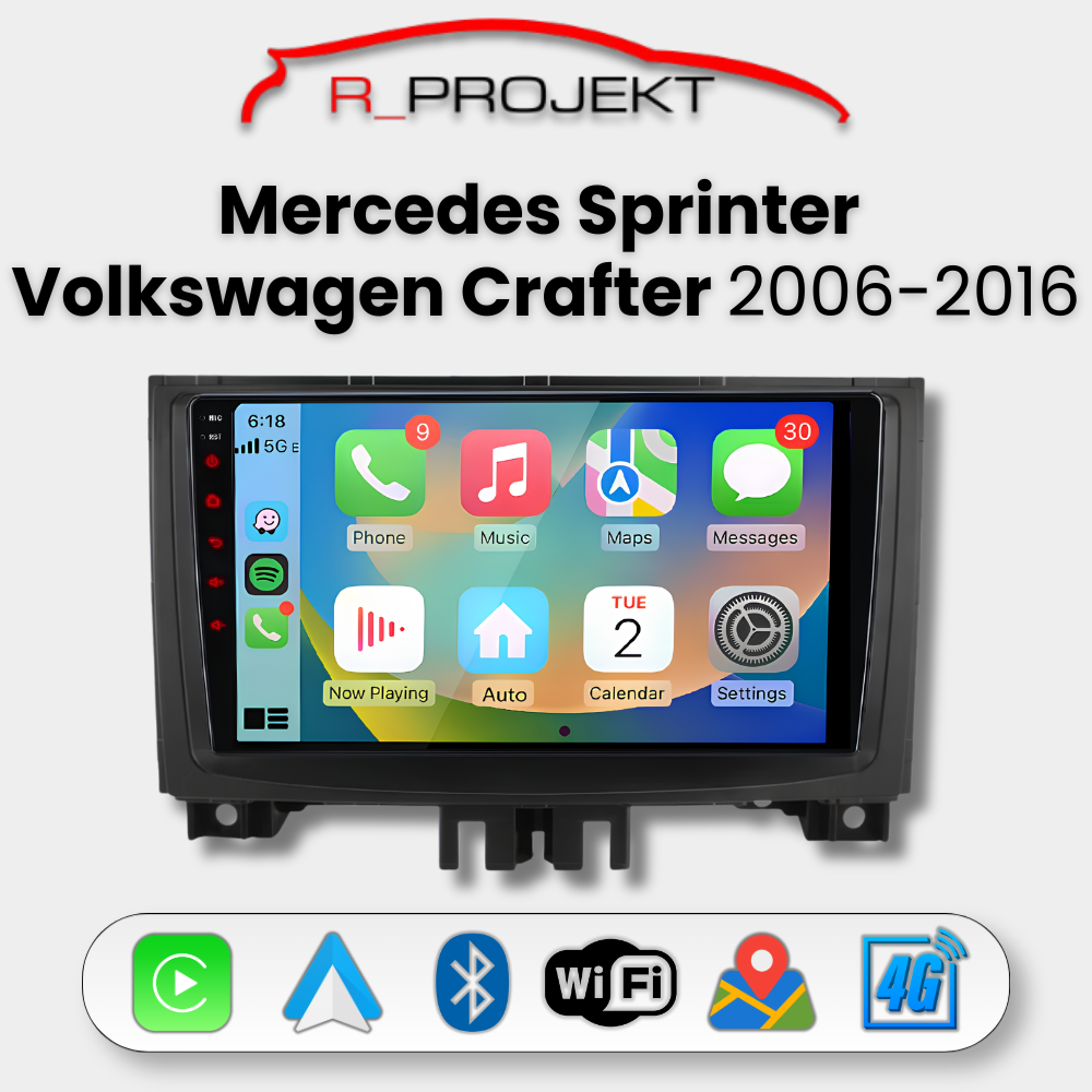 Head Unit Android Auto Carplay Mercedes Sprinter Volkswagen Crafter 2006-2016