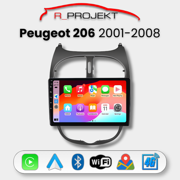 Android Auto Carplay Head Unit Peugeot 206 2001-2008