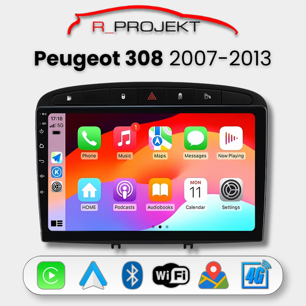 Head Unit Android Auto Carplay Peugeot 308 2007-2013