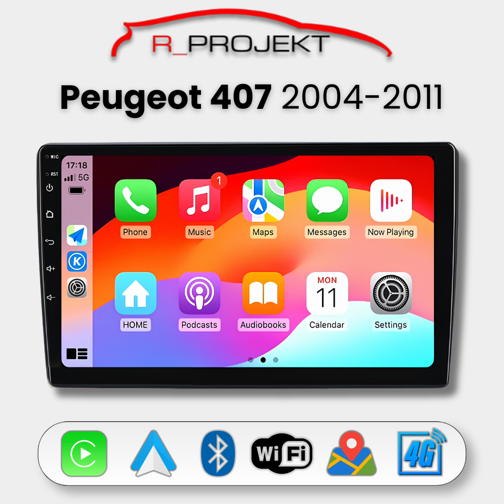 Head Unit Android Auto Carplay Peugeot 407 2004-2011