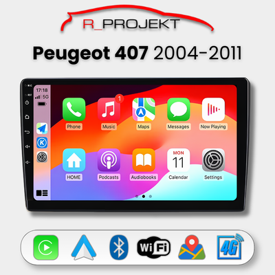 Head Unit Android Auto Carplay Peugeot 407 2004-2011