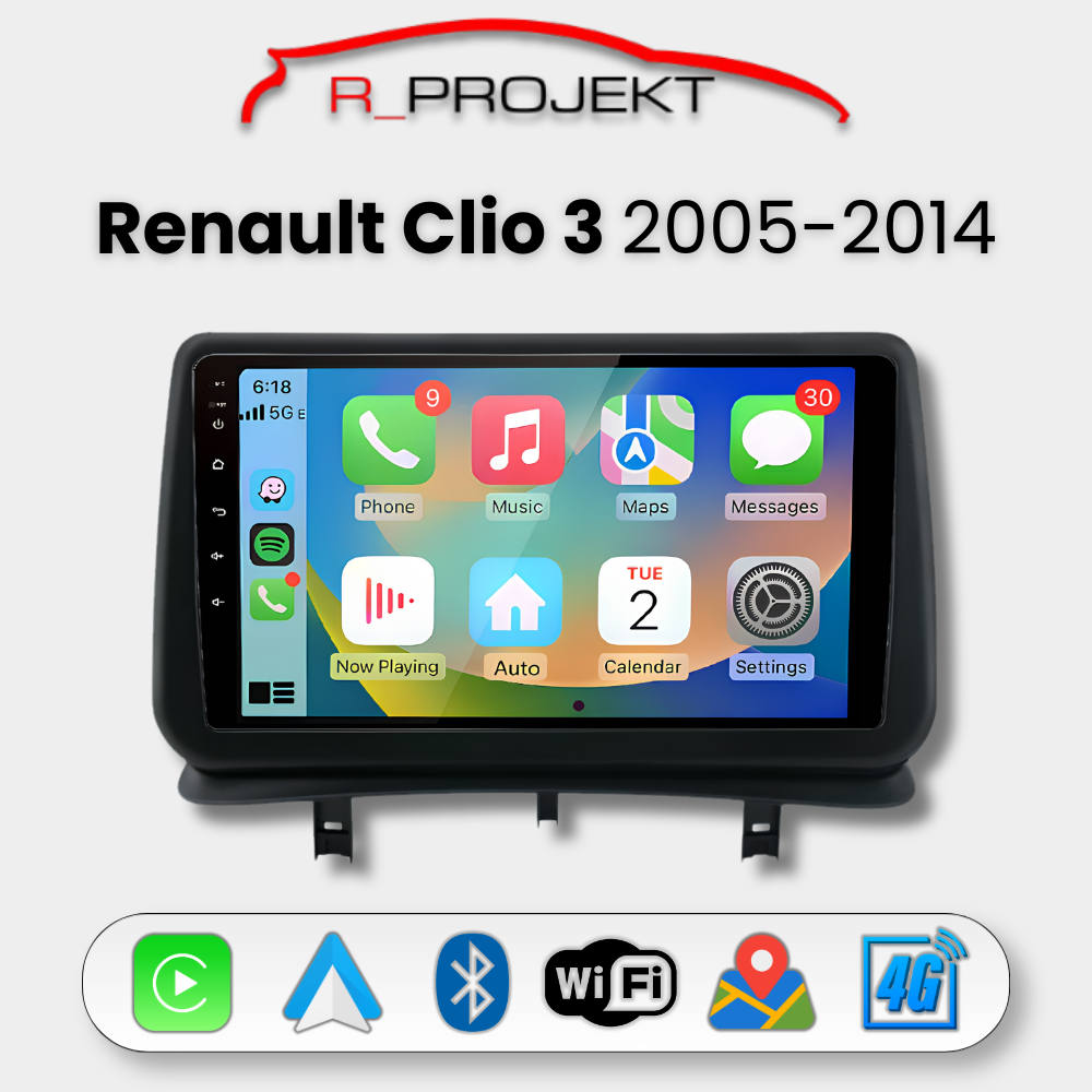 Android Auto Carplay Head Unit Renault Clio 3 2005-2014
