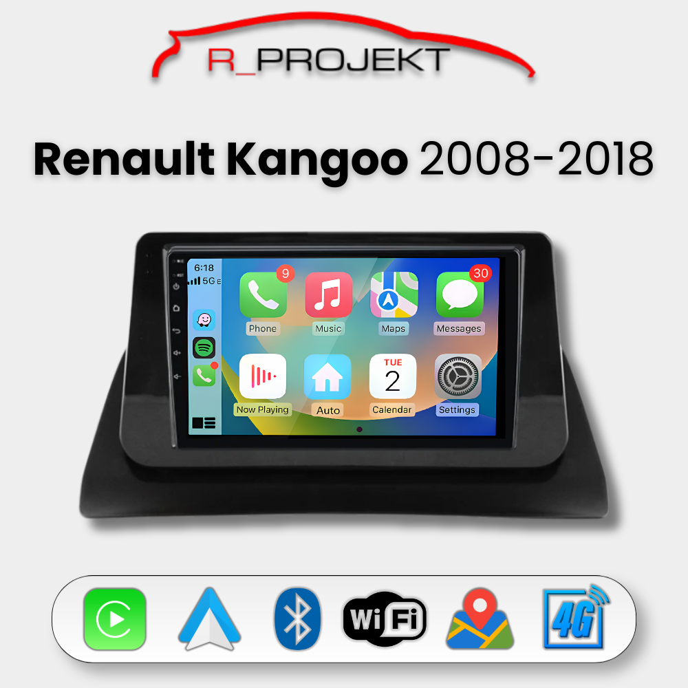Android Auto Carplay Head Unit Renault Kangoo 2008-2018