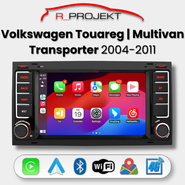 Pantalla Android Auto Carplay Volkswagen Touareg Multivan Transporter 2004-2011