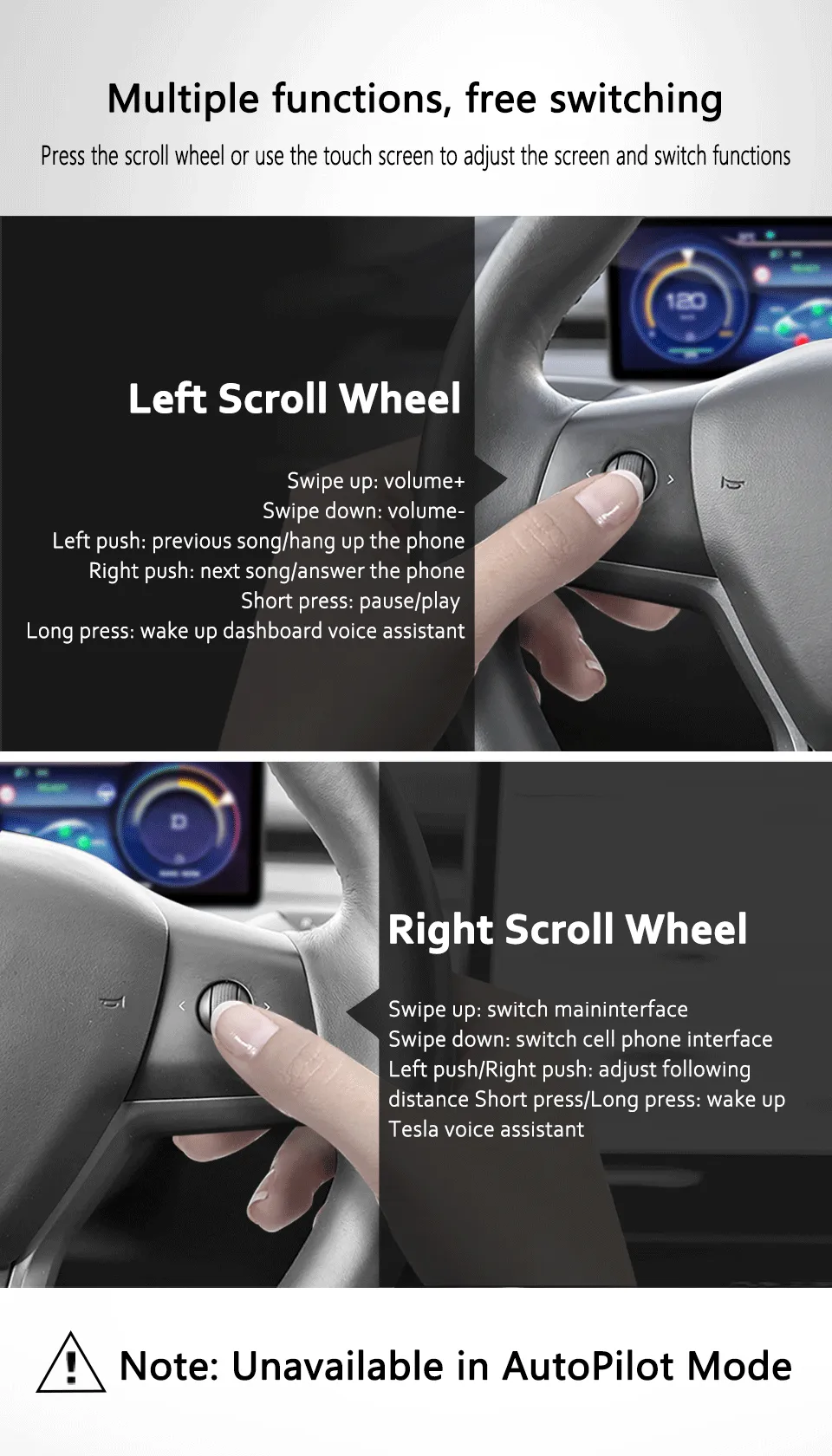 Digital Instrument Panel Screen HUD Tesla Model 3 Model Y
