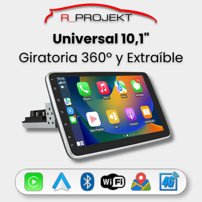 Pantalla Universal 10 Pulgadas Android Auto Carplay Giratoria y Extraíble