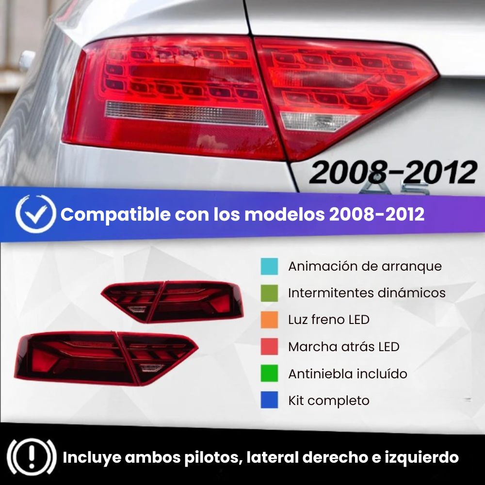 Pilotos LED dinámicos Audi A5 S5 RS5 B8 2008-2016 con animación de arranque