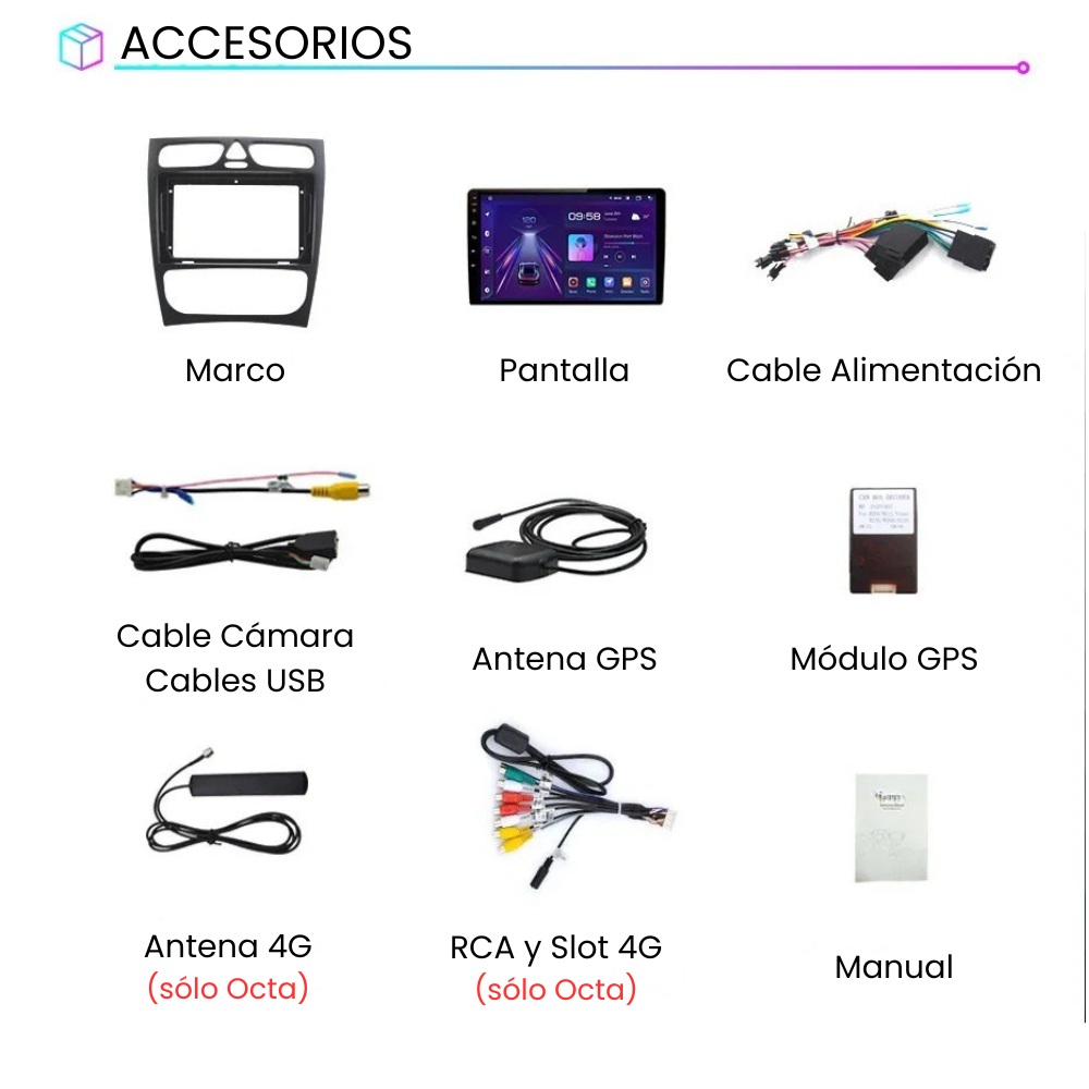 Radio Android Auto CarPlay Mercedes Clase C CLK W203 W209 2000-2005