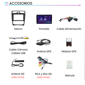 Pantalla Android Auto CarPlay Mercedes Clase C CLK W203 W209 2000-2005
