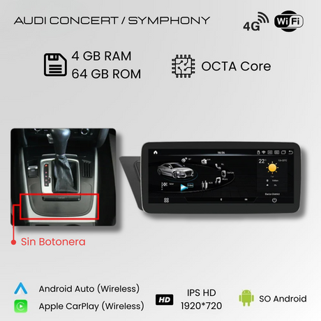Android Auto Radio Carplay Audi A4 A5 2009-2016 10 Zoll