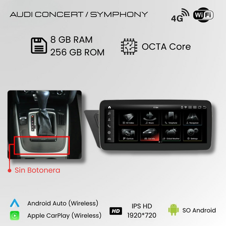 Android Auto Radio Carplay Audi A4 A5 2009-2016 10 Zoll