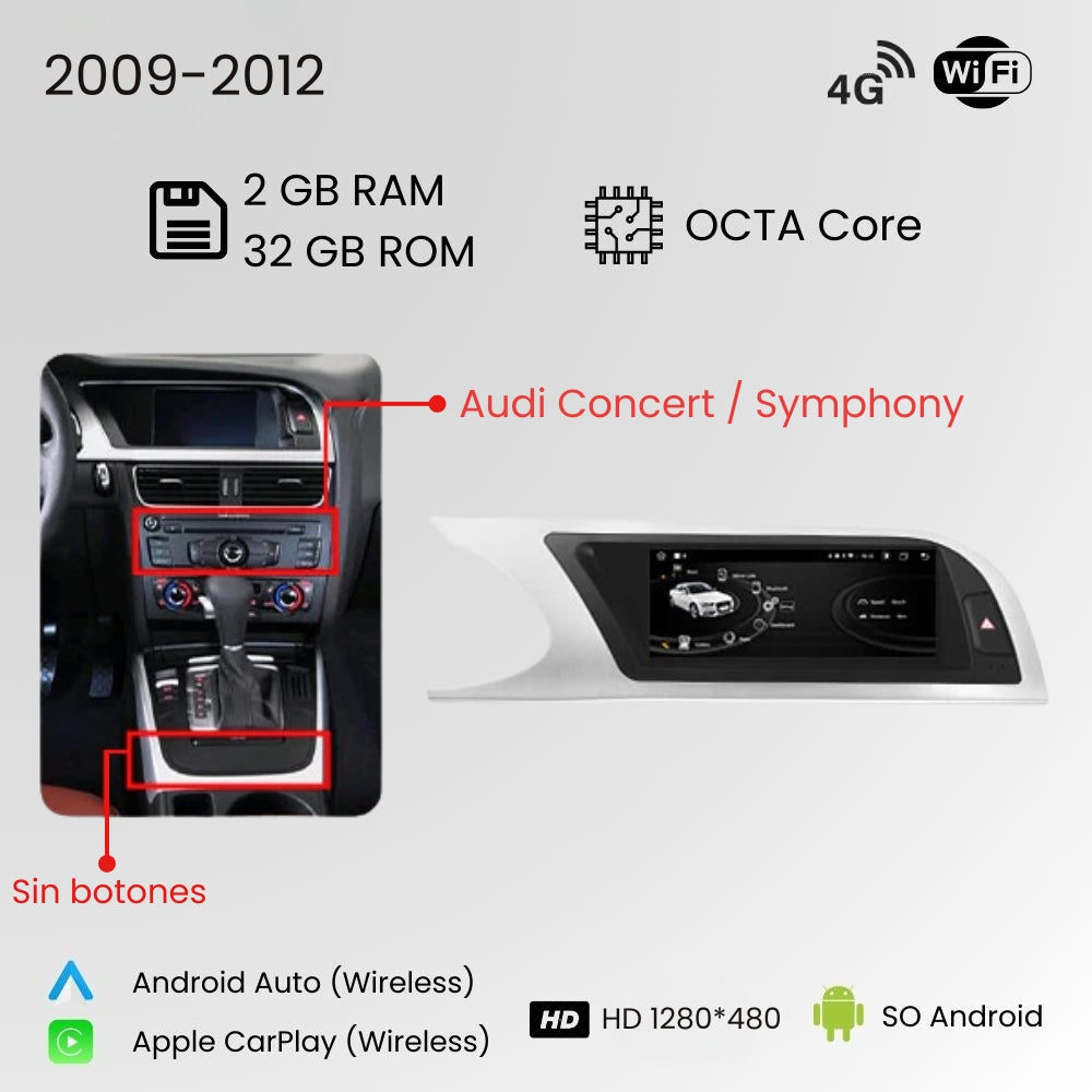 Android Auto Radio Carplay Audi A4 B8 2009-2016