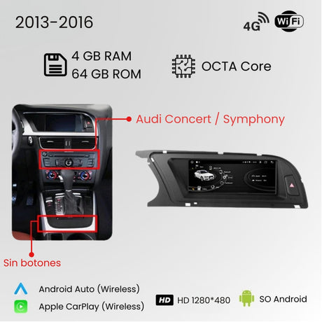 Radio Android Auto Carplay Audi A4 B8 2009-2016