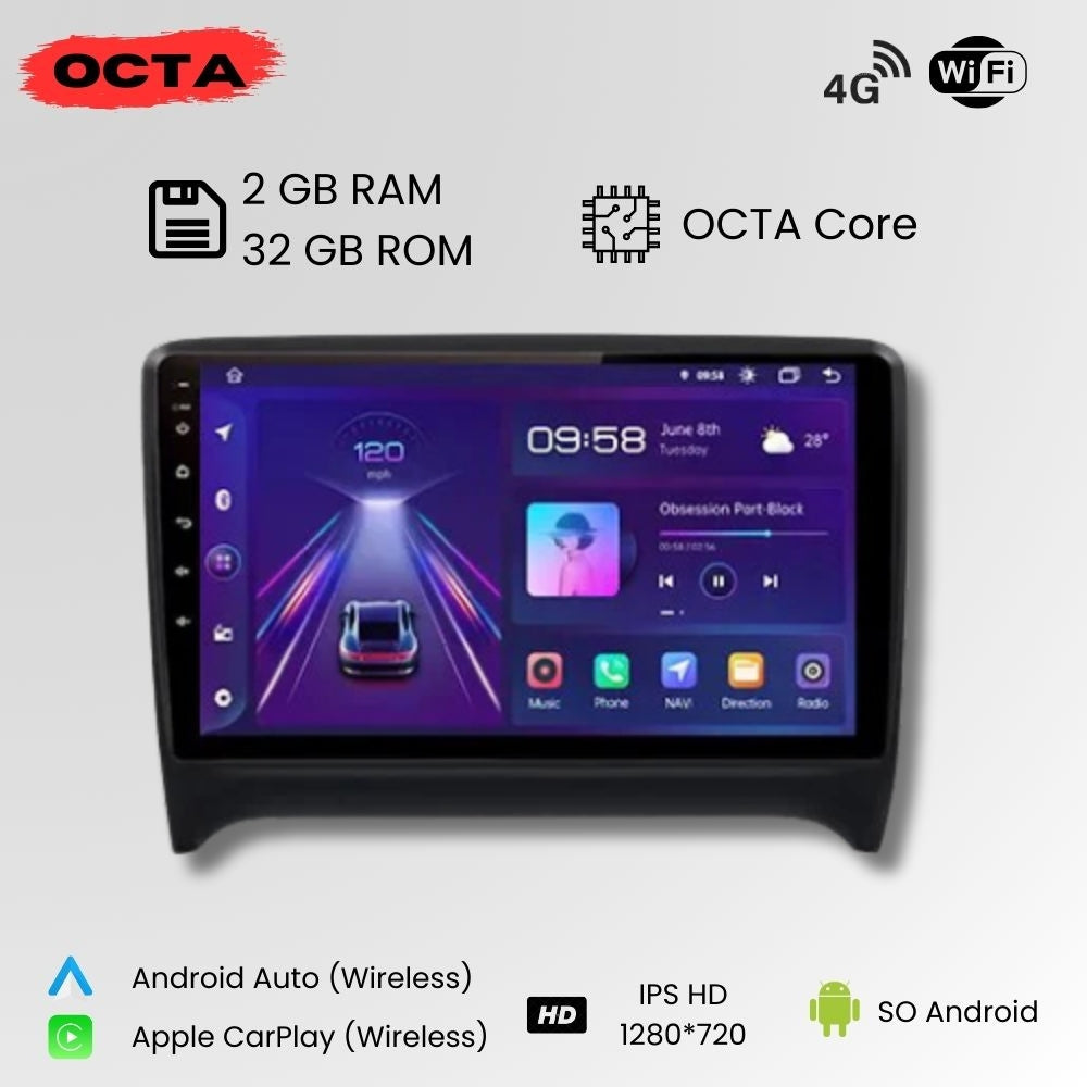 Android Auto Radio Carplay Audi TT MK2 8J 2006-2014