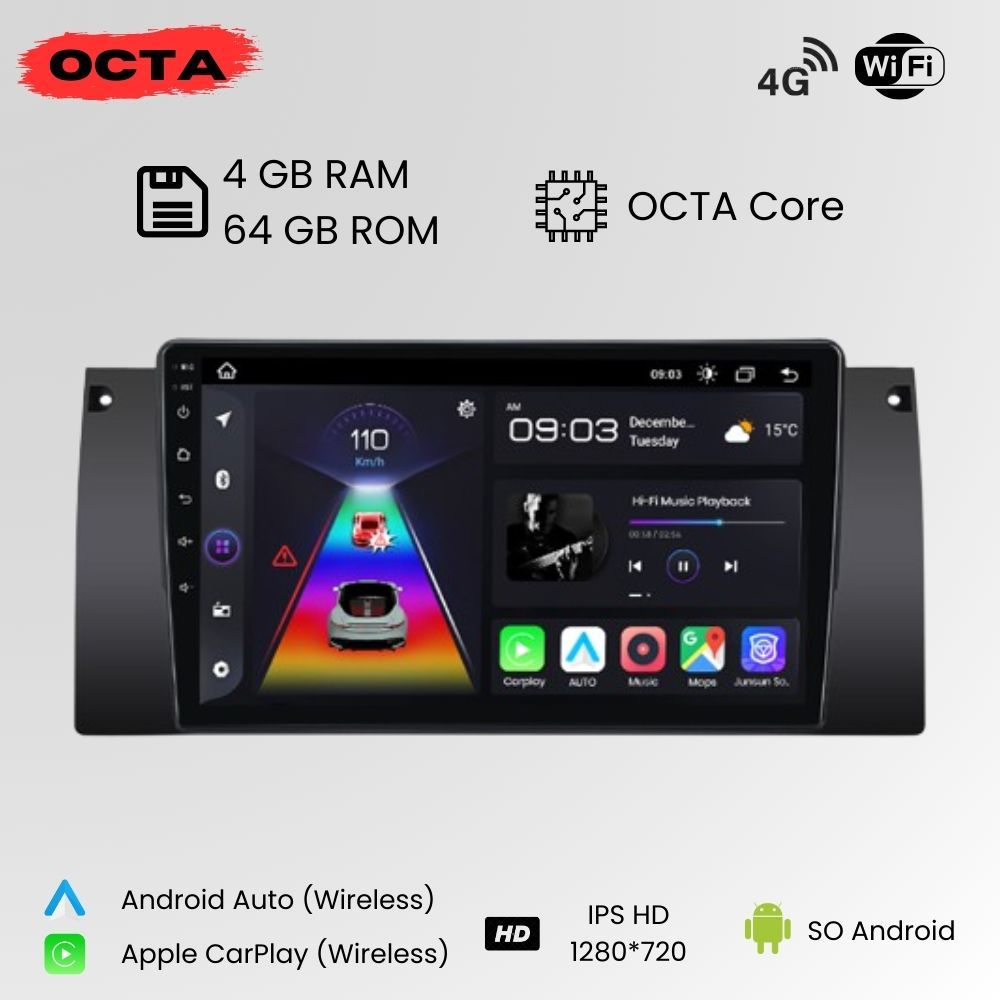 Android Auto Radio Carplay BMW E53 X5 Series 5 E39