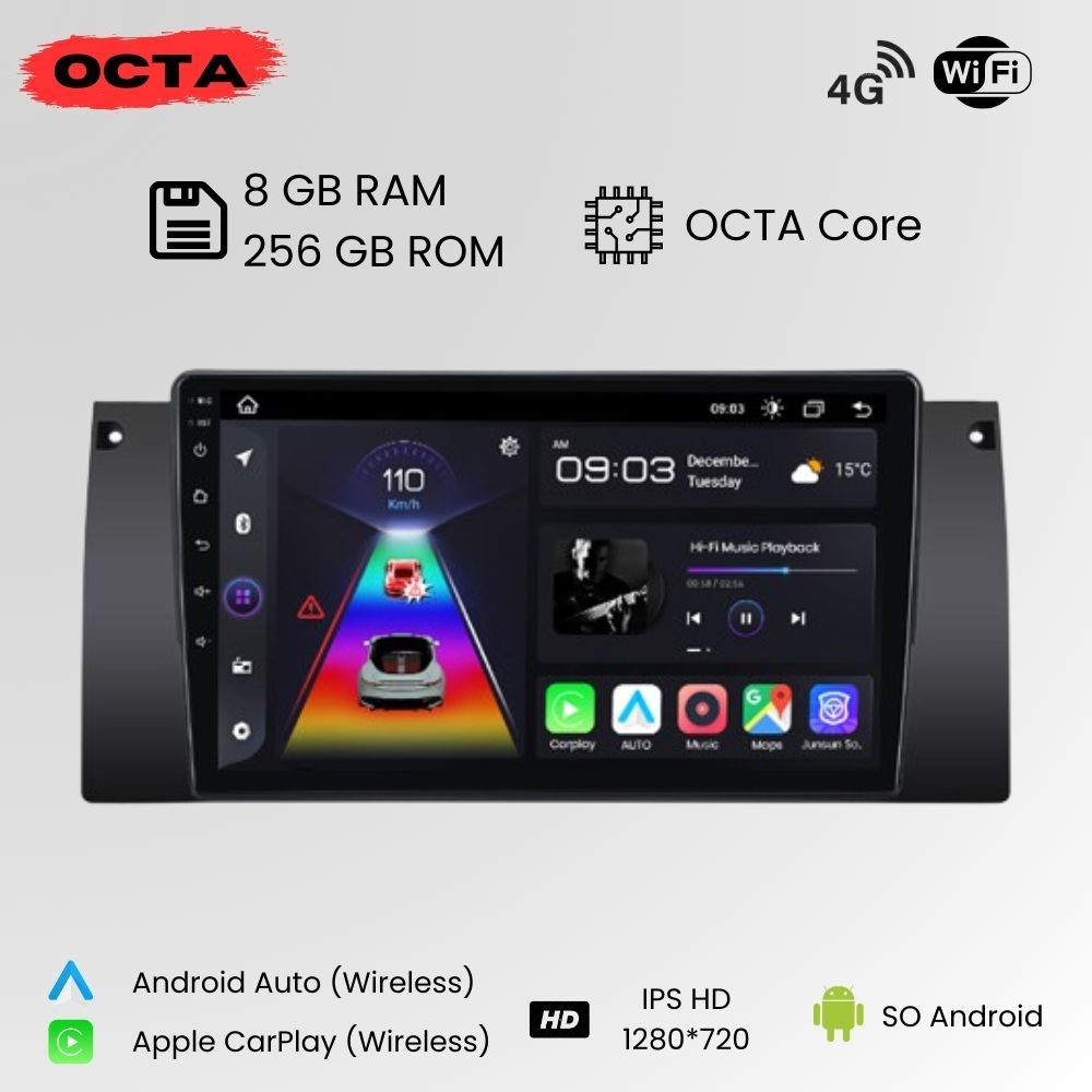 Android Auto Radio Carplay BMW E53 X5 Series 5 E39