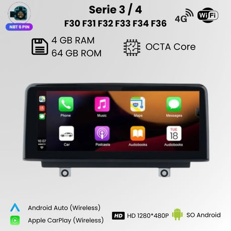 Radio Android Auto Carplay BMW Serie 1 2 3 4 F20 F21 F22 F30 F31 F32 F33 F34 F36