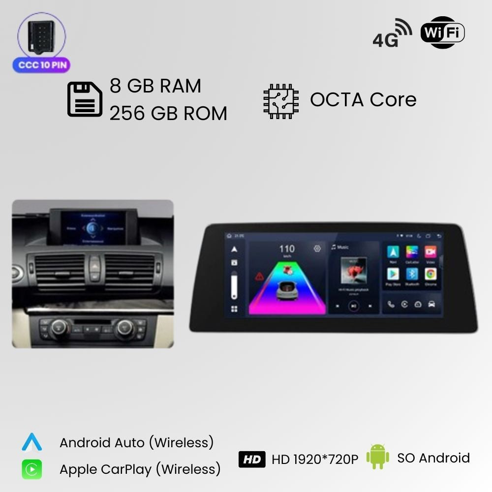 Android Auto Radio Carplay BMW 1 Series E81 E82 E87 E88 10 Inch