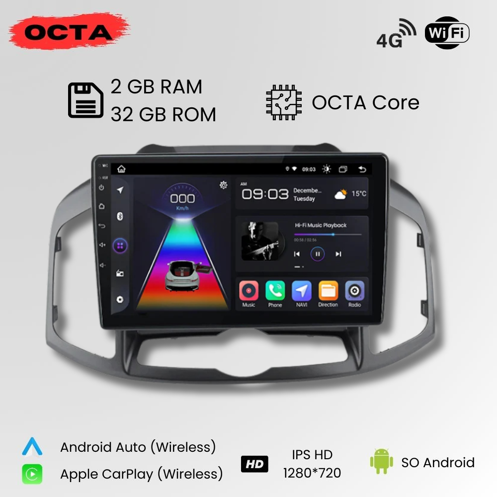 Android Auto Radio Carplay Chevrolet Captiva 2011-2016