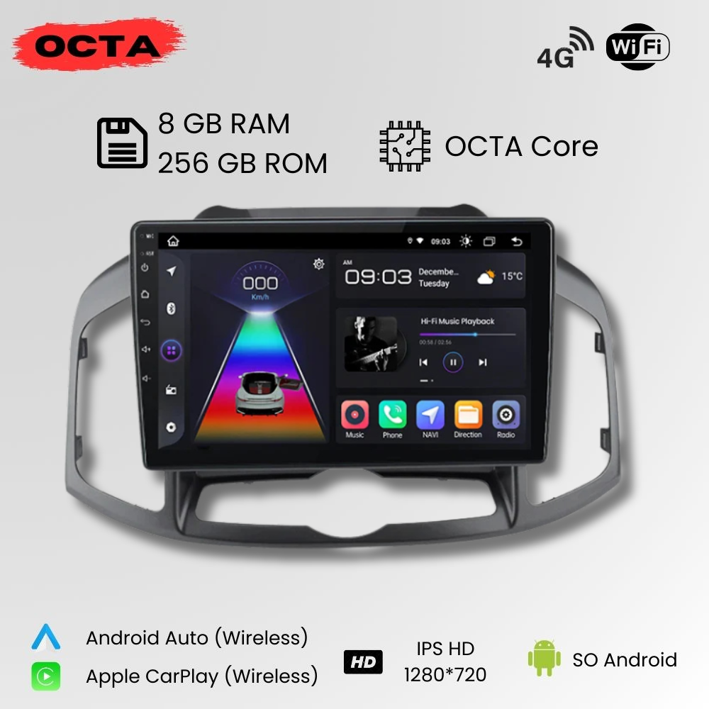 Android Auto Radio Carplay Chevrolet Captiva 2011-2016