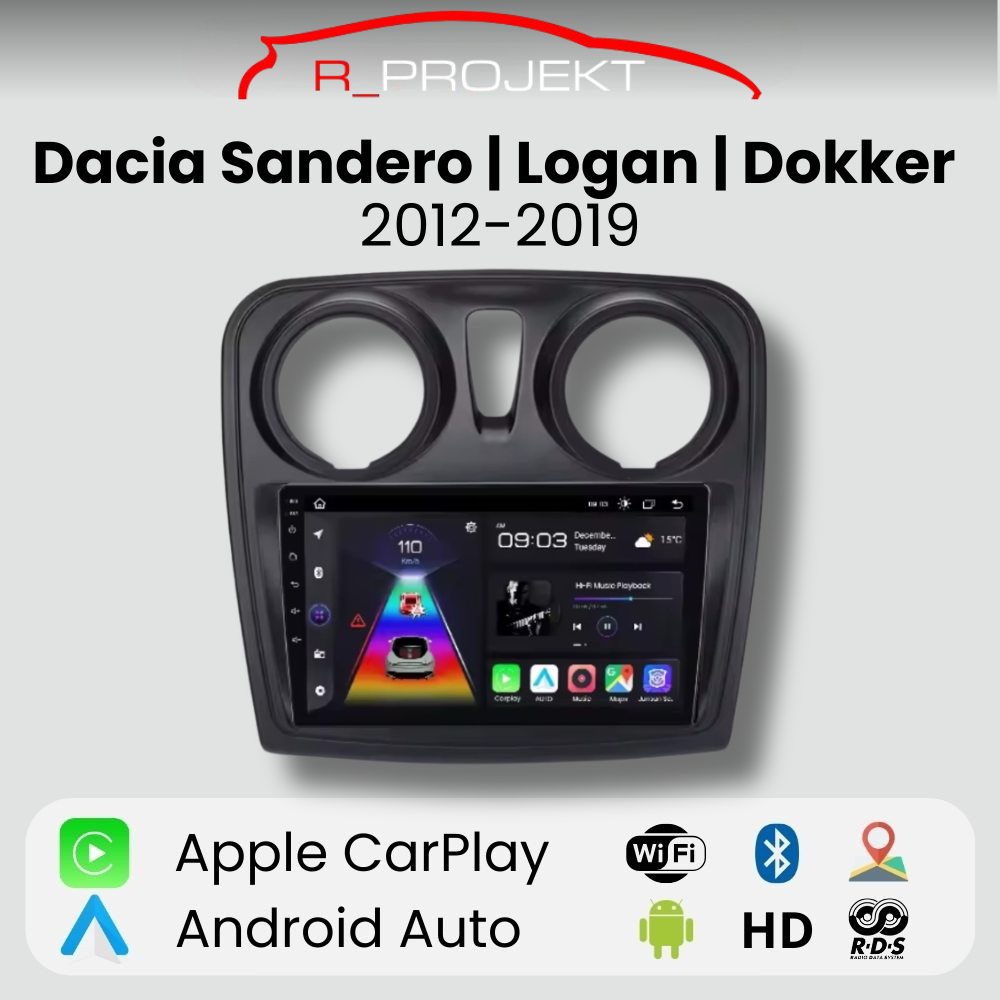 Radio Android Auto Carplay Dacia Sandero Logan Dokker 2012-2019