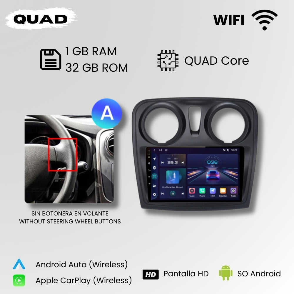 Android Autoradio Carplay Dacia Sandero Logan Dokker 2012-2019