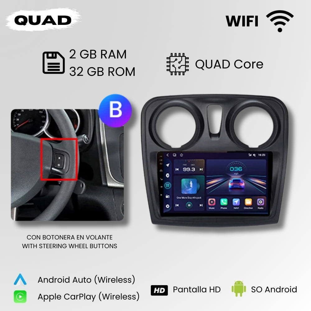 Android Autoradio Carplay Dacia Sandero Logan Dokker 2012-2019