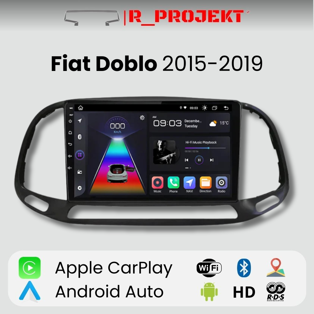 Android Auto Radio Carplay Fiat Doblo 2015-2019