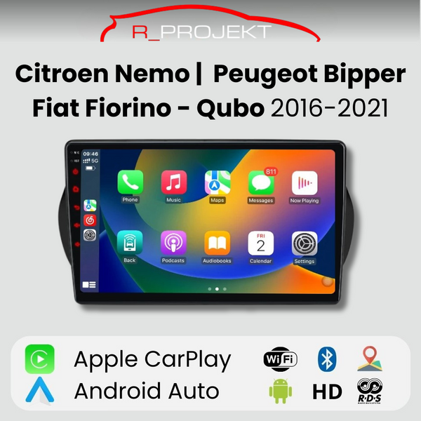 Android Auto Carplay Screen Fiat Fiorino Qubo Citroen Nemo Peugeot Bipper 2008-2017