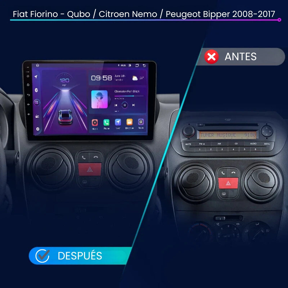 Radio Android Auto Carplay Fiat Fiorino Qubo Citroen Nemo Peugeot Bipper 2008-2017