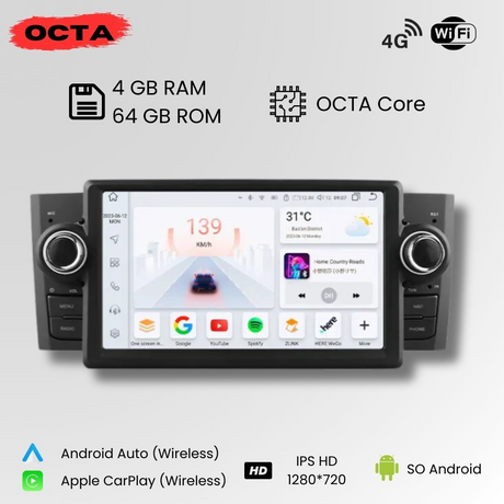 Radio Android Auto Carplay Fiat Grande Punto / Fiat Linea 2007-2012