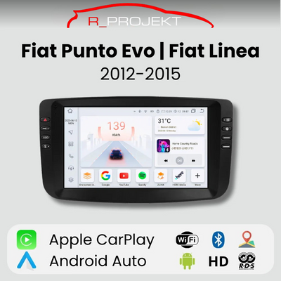 Android Auto Carplay Screen Fiat Linea Punto EVO 2012-2015