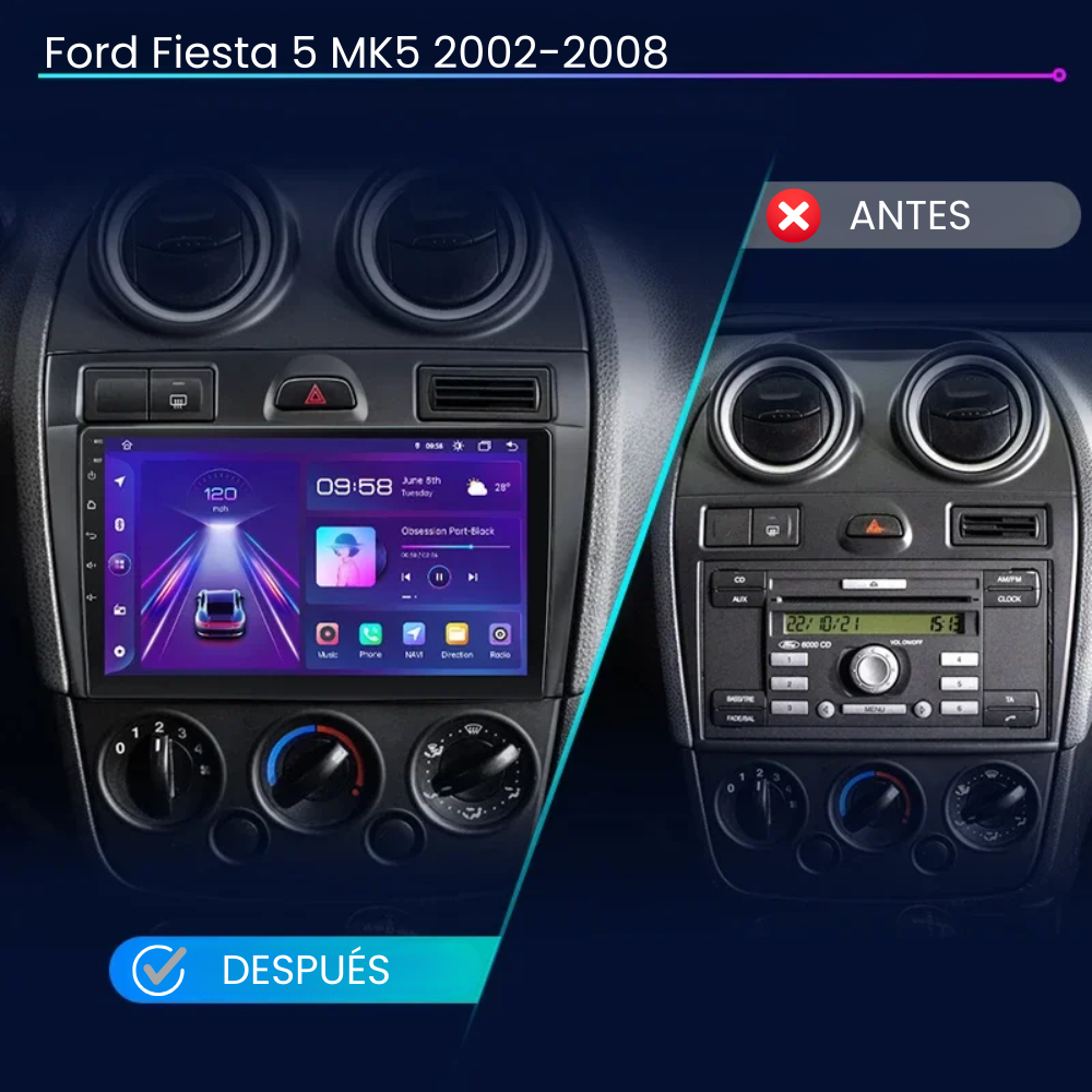 Android Auto Radio Carplay Ford Fiesta 5 MK5 2002-2008