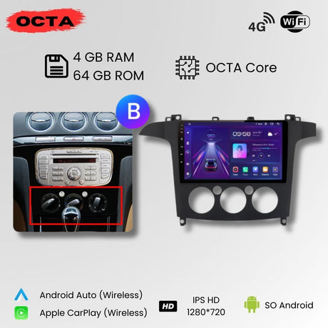 Radio Android Auto Carplay Ford S-Max 2007-2015