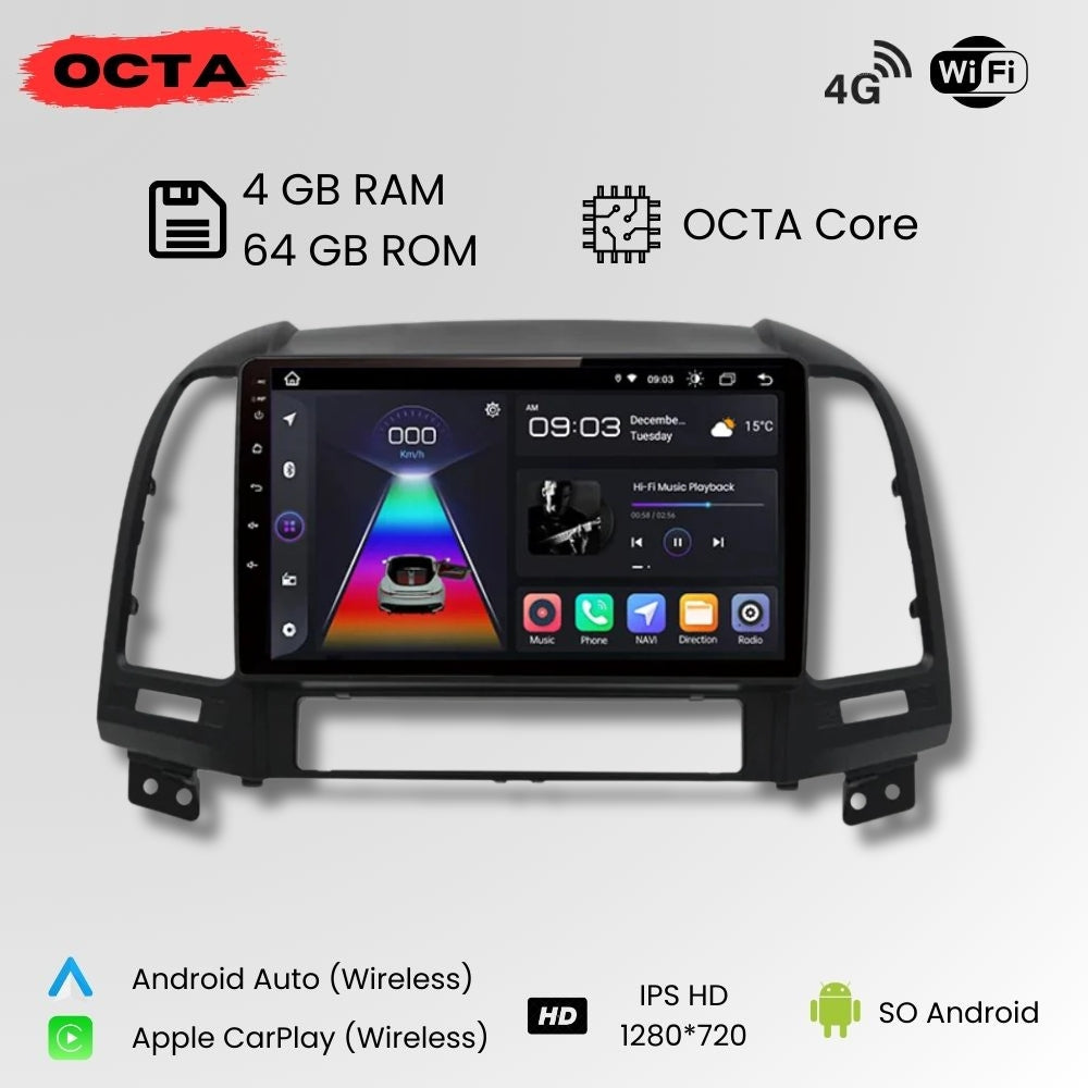 Android Autoradio Carplay Hyundai Santa Fe 2 2006-2012