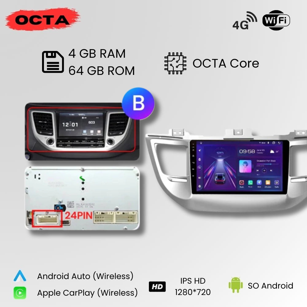 Radio Android Auto Carplay Hyundai Tucson 3 IX35 2015-2018