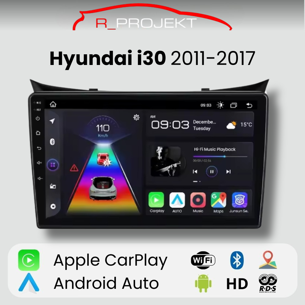 Radio Android Auto Carplay Hyundai i30 2011-2017