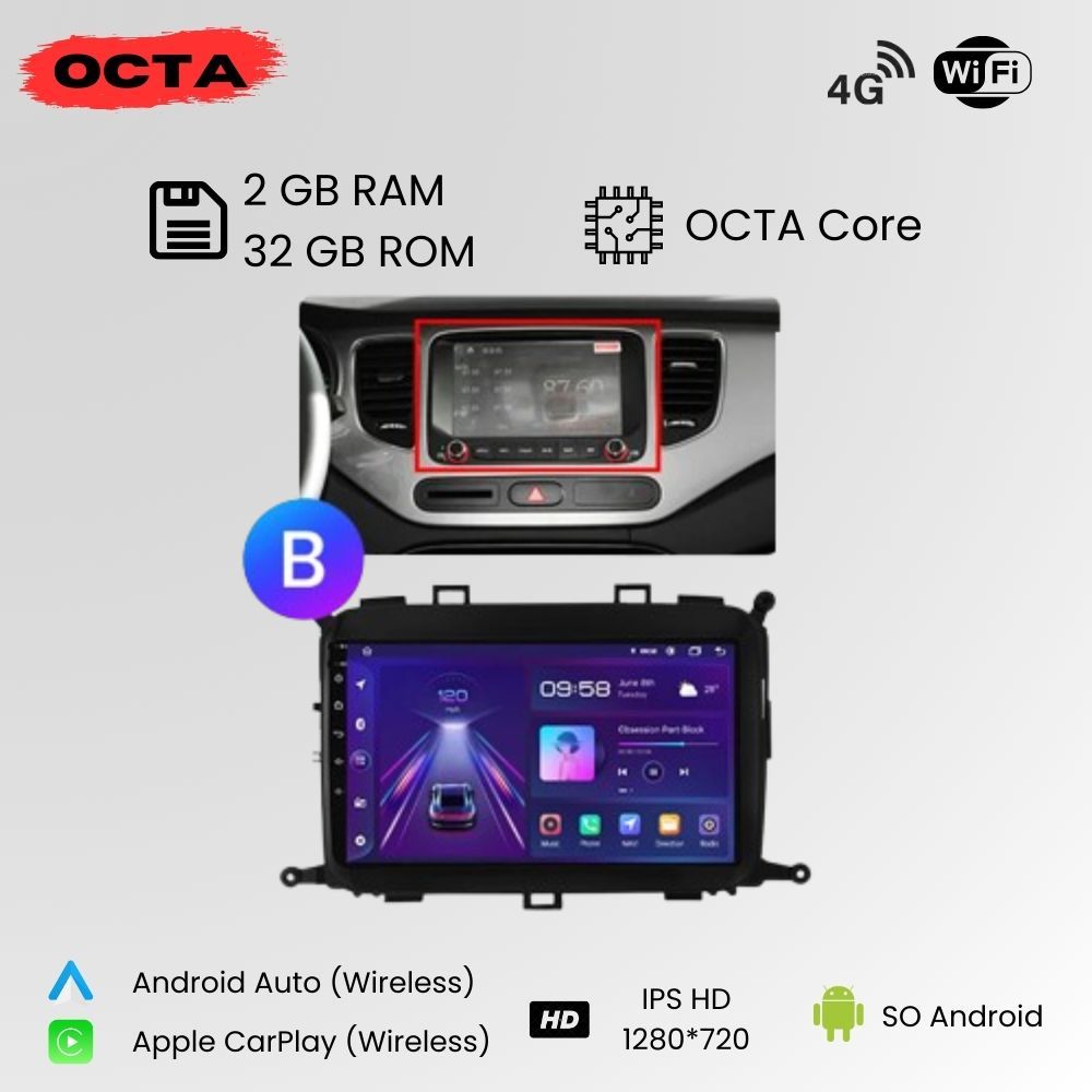 Android Auto Radio Carplay Kia Carens 2013-2018