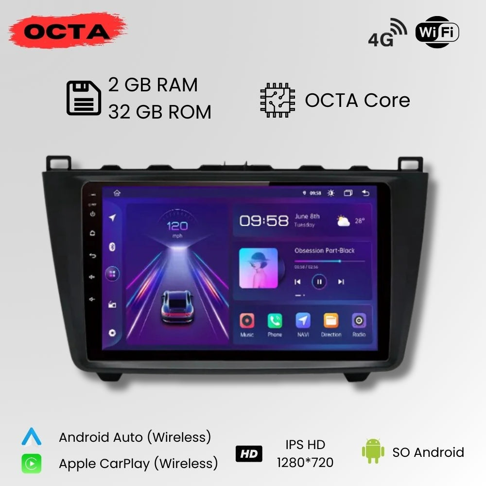 Android Auto Radio Carplay Mazda 6 2007 - 2013