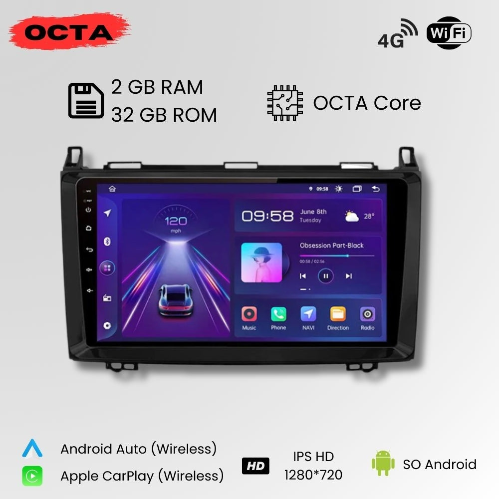 Android Auto Radio Carplay Mercedes A Class W169 B Class W245 Sprinter W906 Vito W639