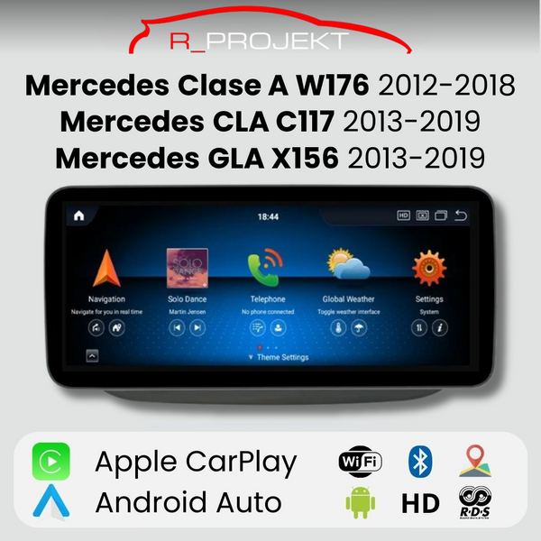 Pantalla Android Auto Carplay Mercedes Clase A W176 CLA C117 GLA X156 2013-2018