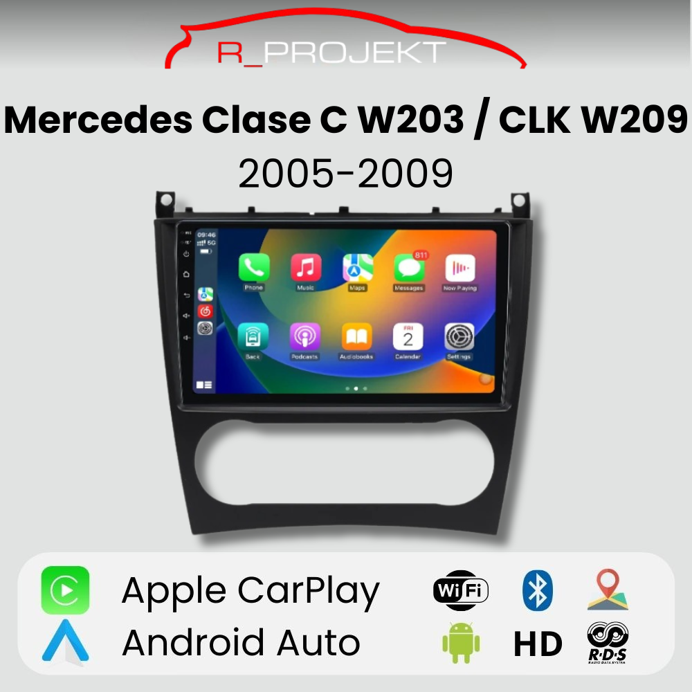 Android Auto Radio Carplay Mercedes C Class W203 CLK W209 2005-2009