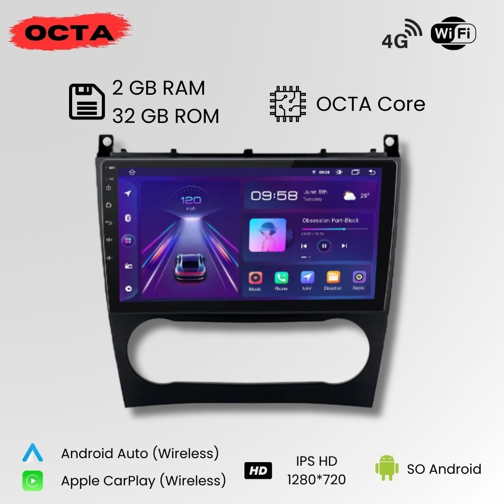 Android Auto Radio Carplay Mercedes C Class W203 CLK W209 2005-2009