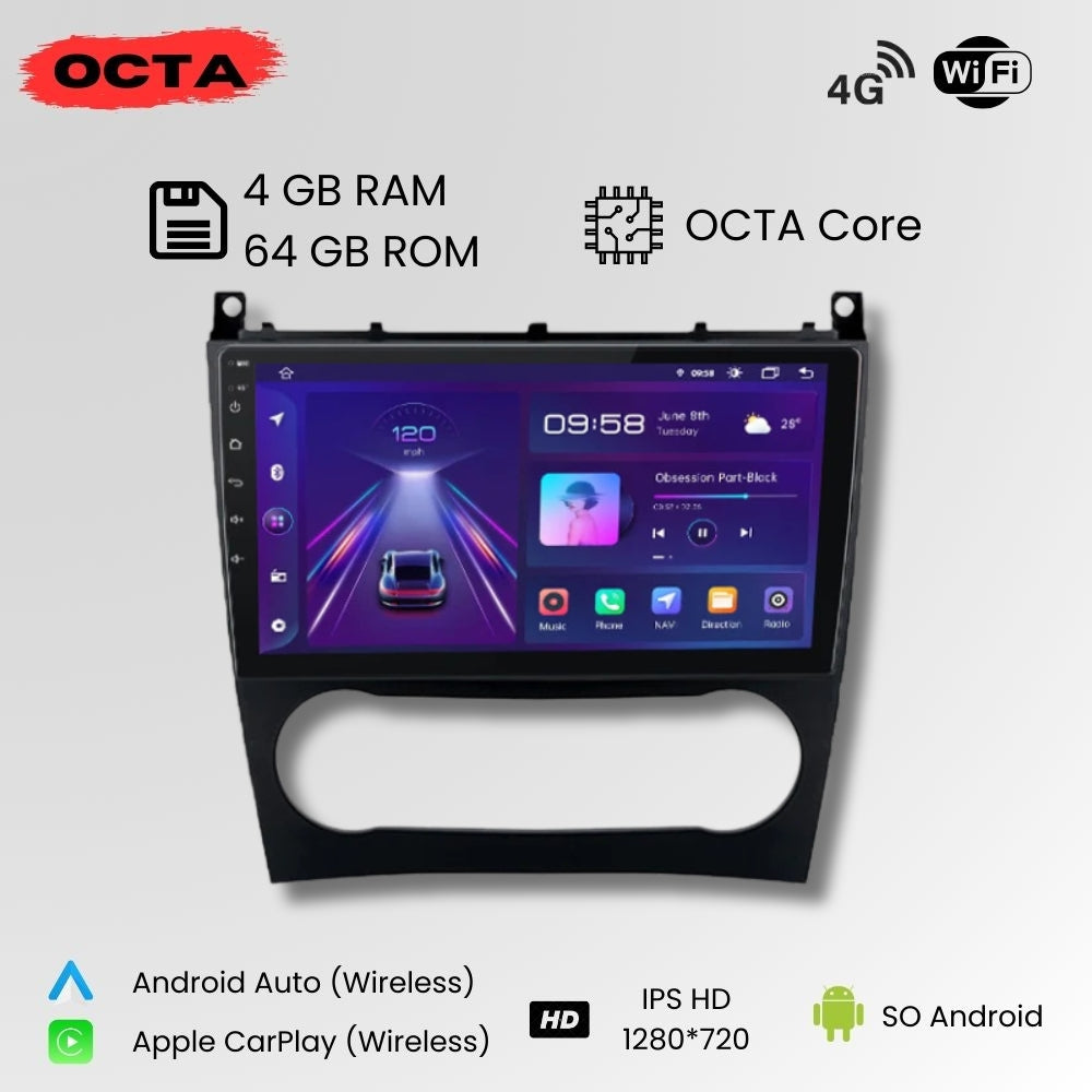 Android Auto Radio Carplay Mercedes C Class W203 CLK W209 2005-2009